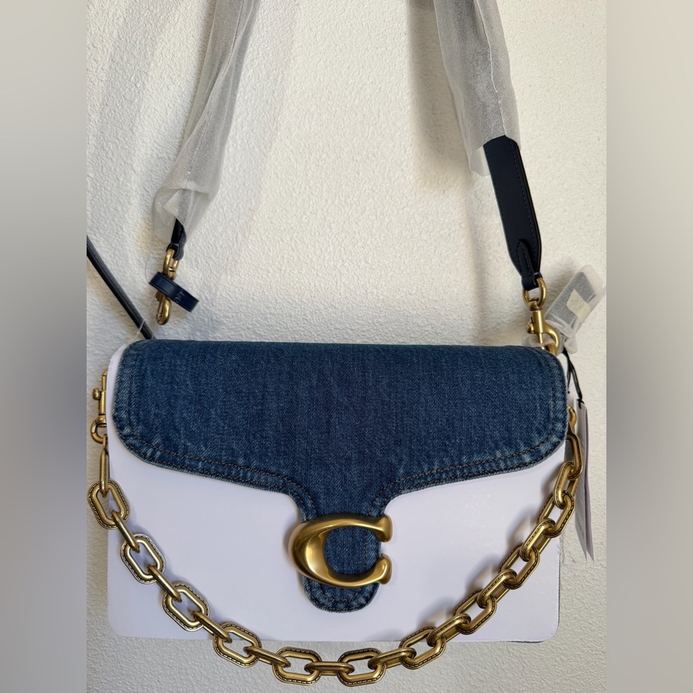 NWT Coach Chain Tabby Shoulder Bag In Denim - Picture 3 of 11